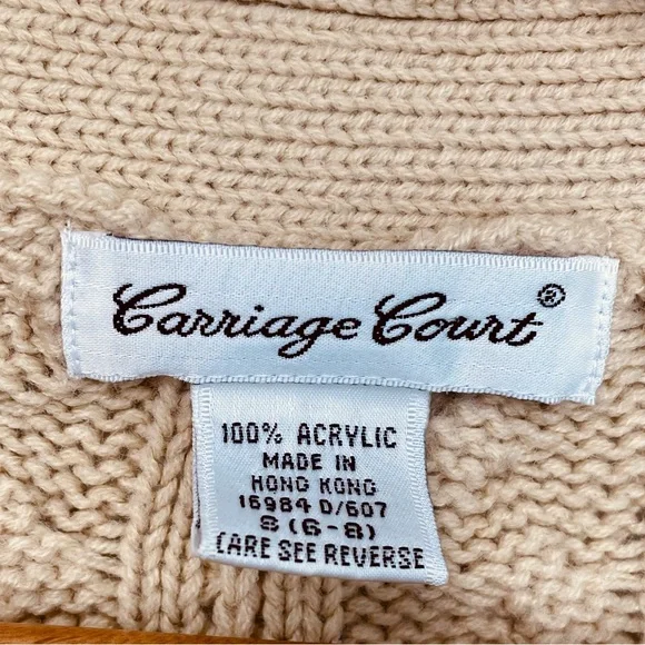 Vintage Cable Knit Cardigan Sweater Women’s Small Tan Grandmacore Tunic - Picture 10 of 10